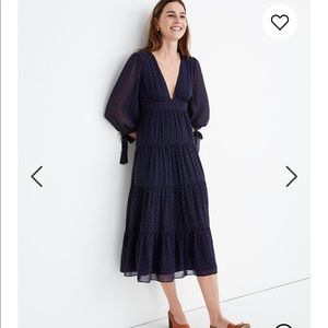 NWOT Madewell Navy Purple Midi Dress SZ 00